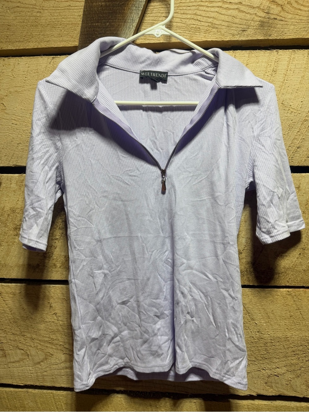 Lavender Zip-Collar Women’s Top size M